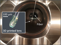 A 3D printed lens inside a vacuum chamber